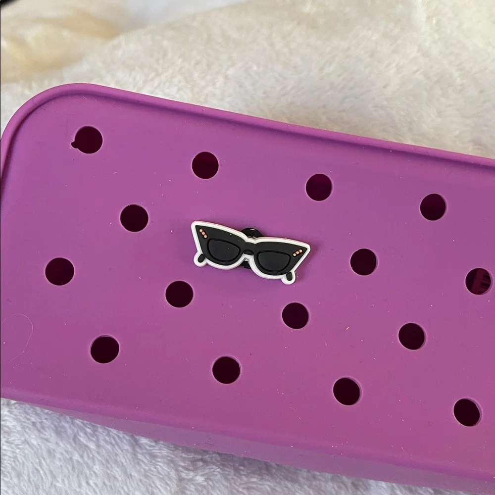Purple or green silicone Pencil Pouch holds croc jibbetz shoe charms nwt